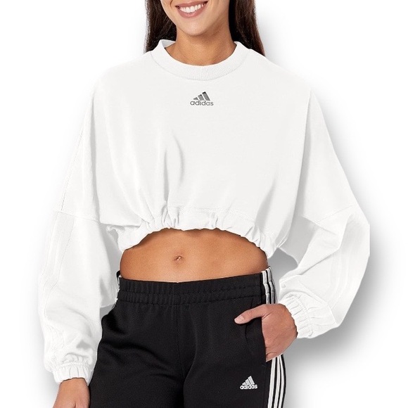 Adidas Cinch Waist Cropped Sweatshirt - Picture 2 of 6